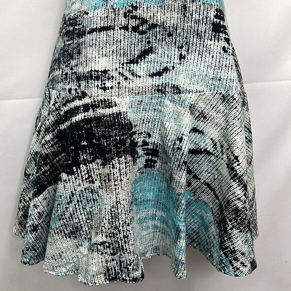Parker blue black white print cotton blend halter mini dress size large EUC - Picture 3 of 12